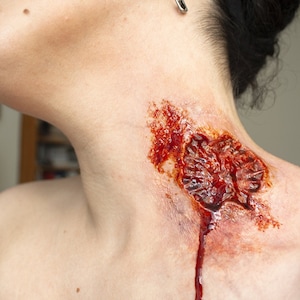Ferida de mordida realista (humana) - Prótese de silicone (sem pintura) - Halloween, Cosplay, LARP, maquiagem de terror, zumbi - LEIA a descrição