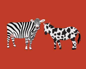 Reverse Cow Zebra Art Print