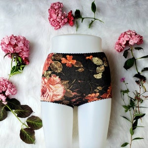 floral high waisted panties, floral panties, high rise panties