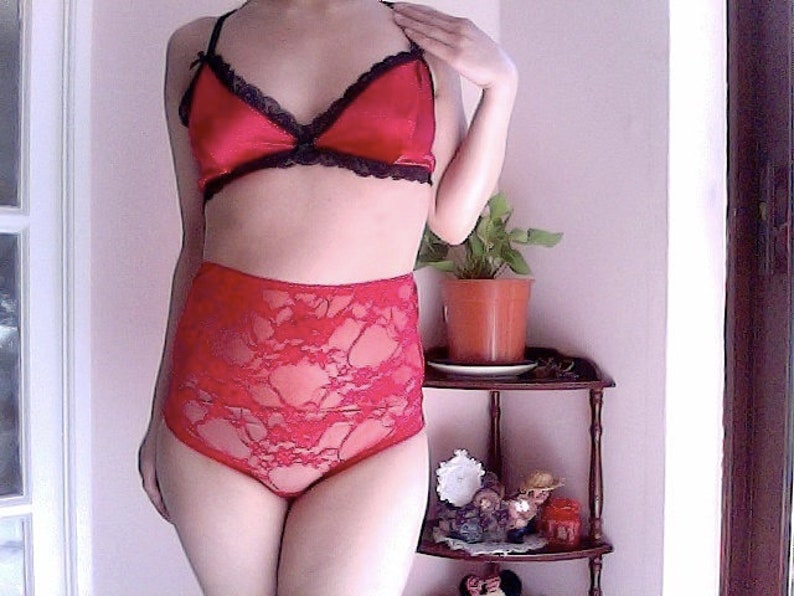 Red Lace Panties, High Waisted Panties, High Rise Panties, Sexy