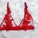 red lace bralette, valentines gift, red lingerie, sheer lingerie, festival bralette 