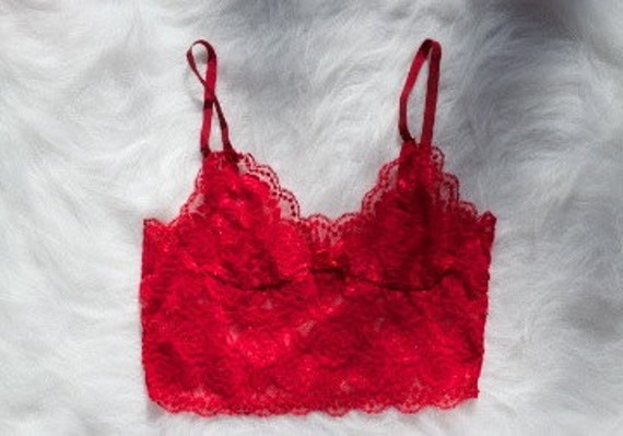 Sienna red lace bralette, lace camisole, lace top