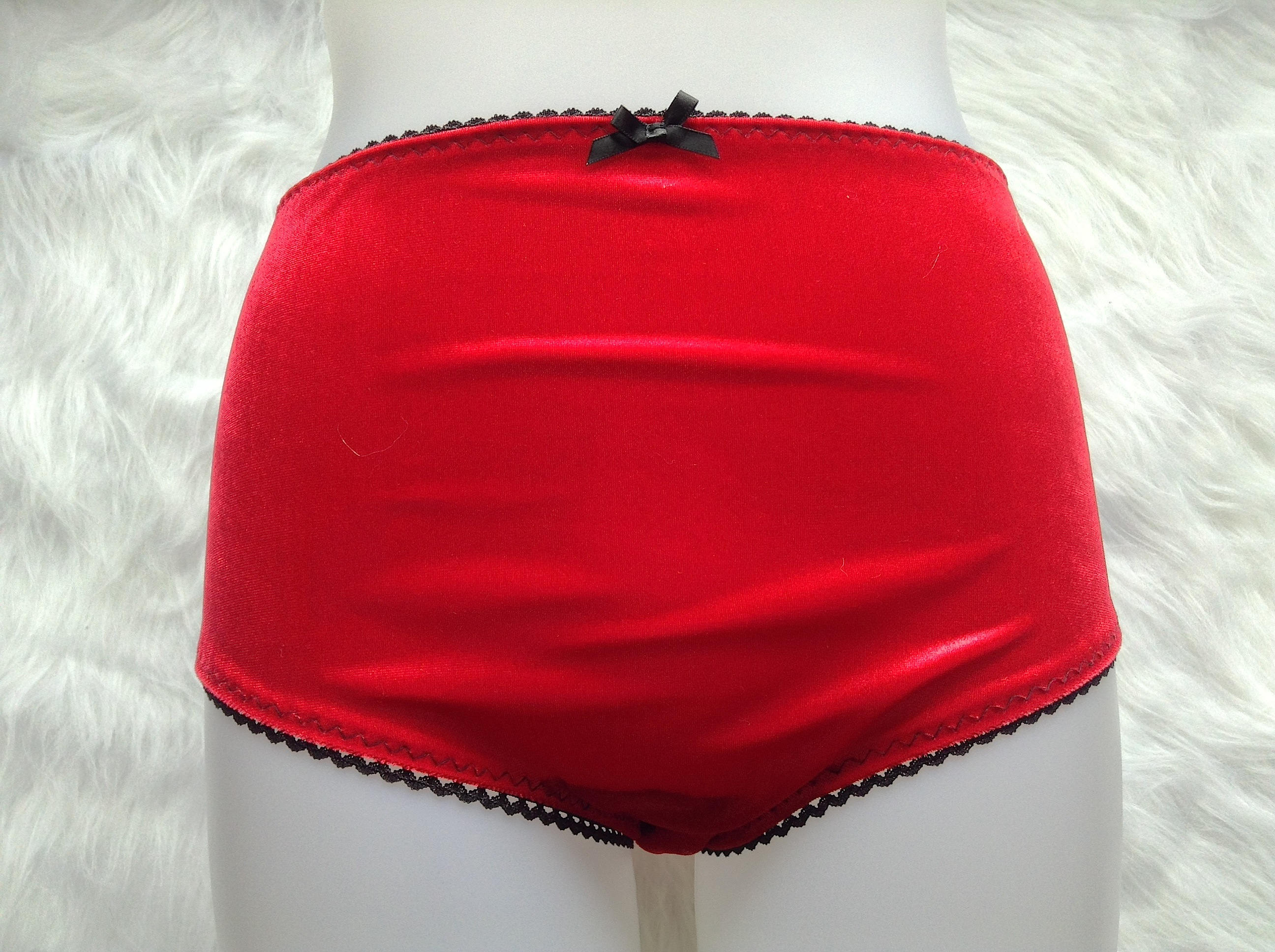 Bonnie Red Velvet High Waisted Panties Velvet Panties Velvet Etsy