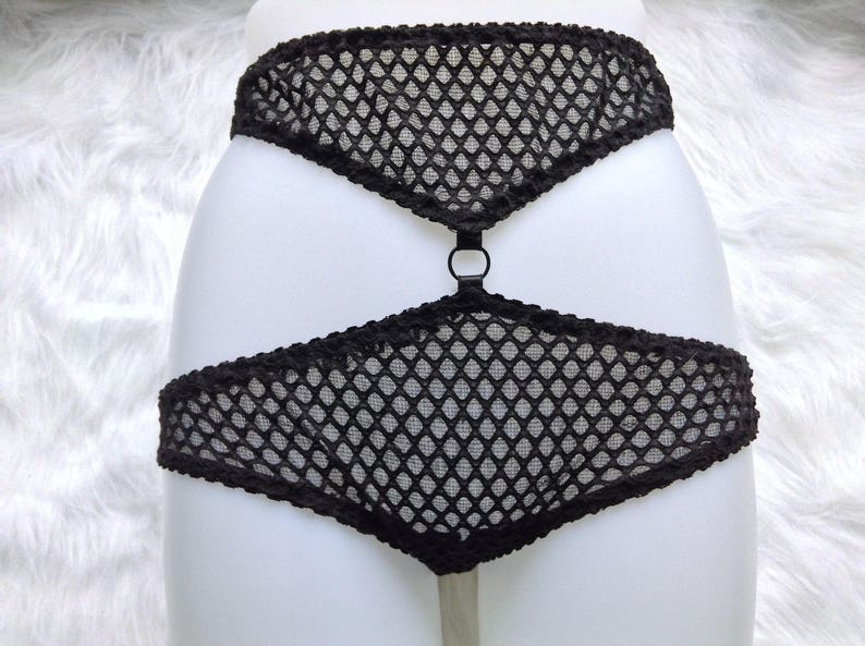 Black mesh panties cut out panties sheer panties sexy image 4.