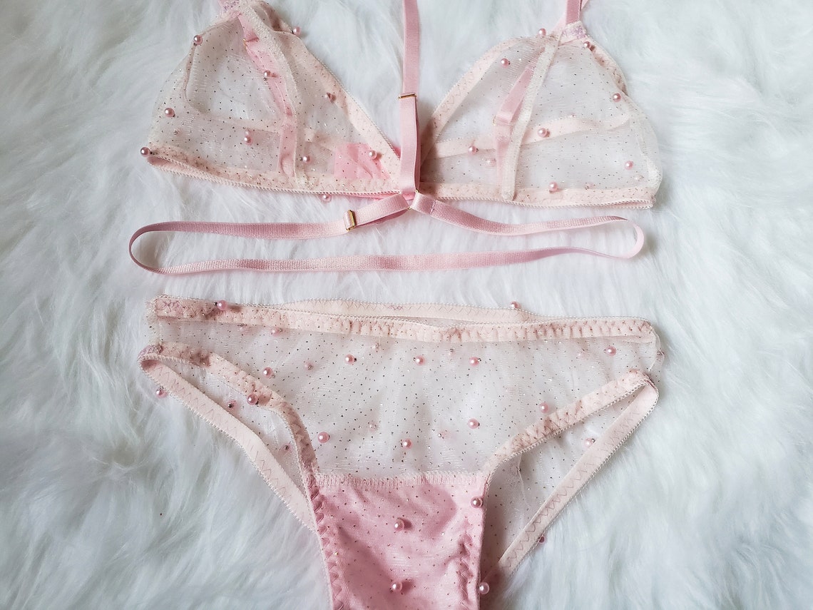Pink Pearl Tulle Lingerie Set - Etsy