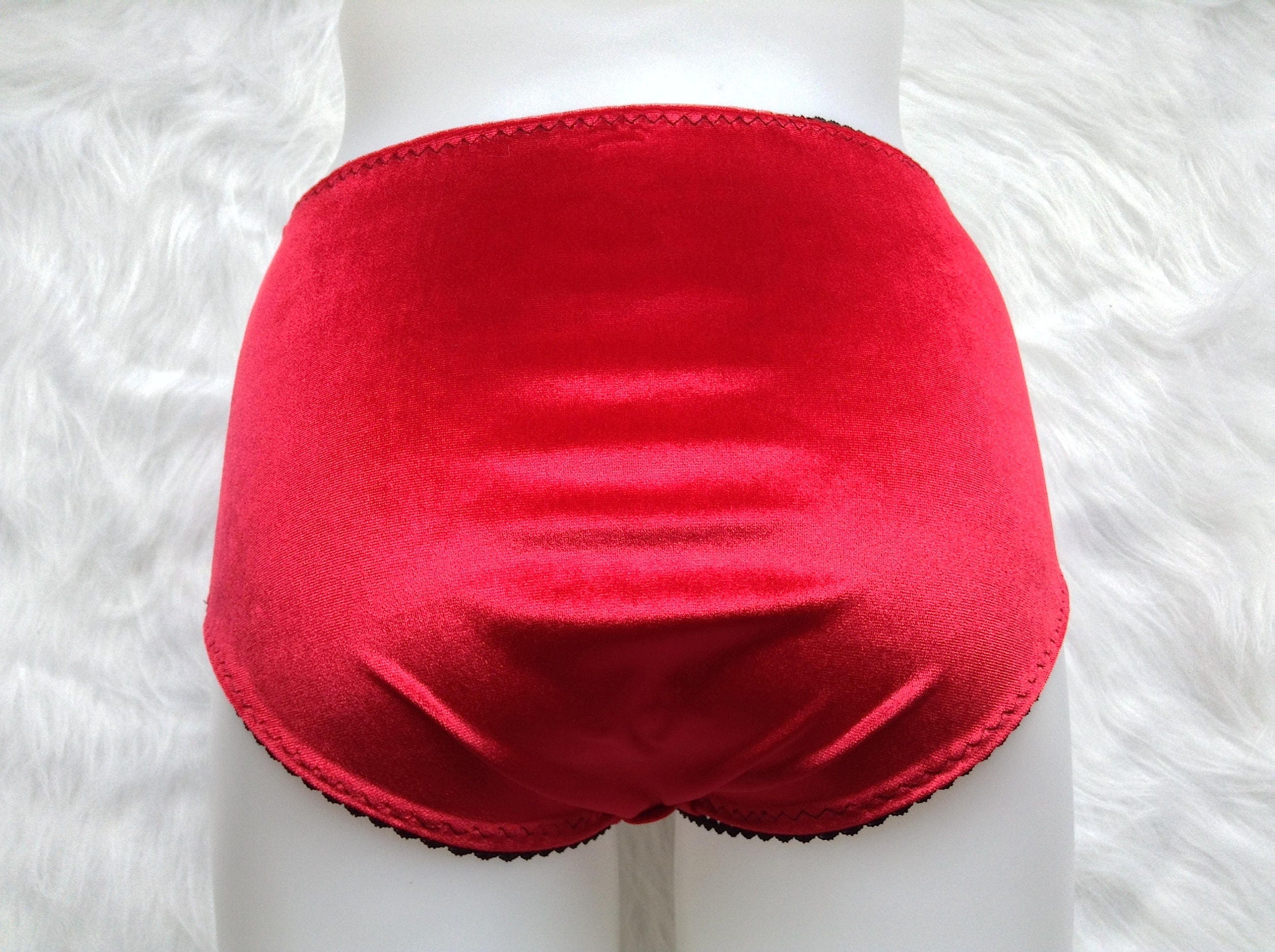 Bonnie Red Velvet High Waisted Panties Velvet Panties Velvet Etsy