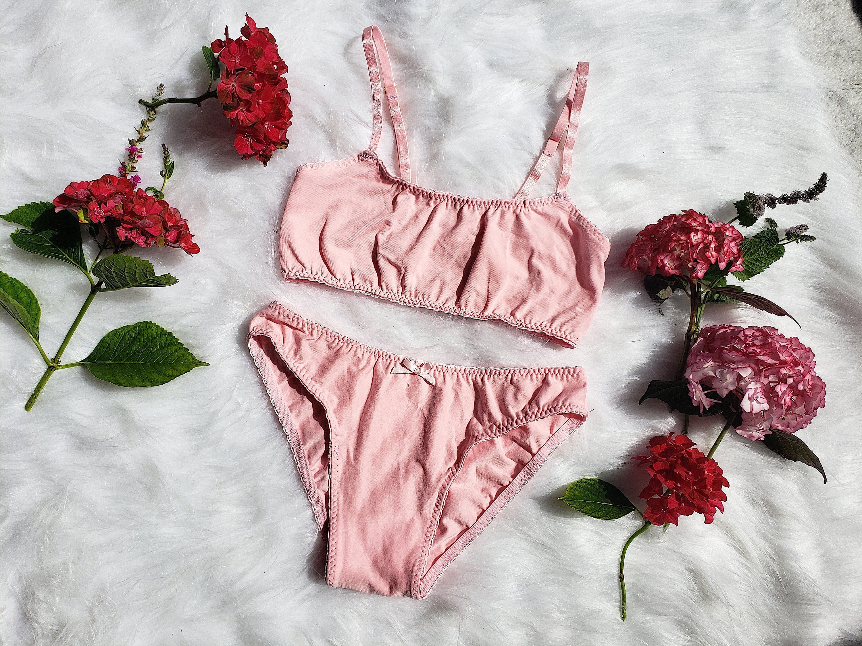 Tea Rose Pale Pink Lace Triangle Bralette From Brighton Lace Made