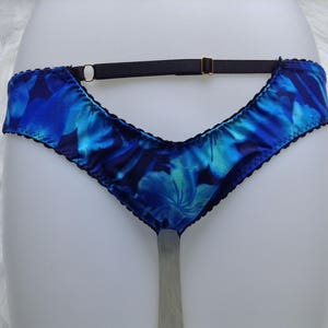 blue floral scuba cut out panties