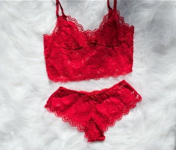 Sienna Red Lace Lingerie Set, Valentines Gift for Her, Loungewear, Sexy  Lingerie, Red Lingerie, Gift for Her, Comfy Lingerie 
