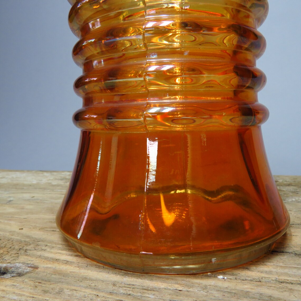 Vintage Iridescent Orange Carnival Glass VASE 16 Cm Tall Etsy