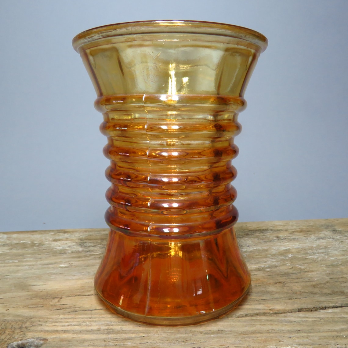 Vintage Iridescent Orange Carnival Glass VASE 16 Cm Tall Etsy