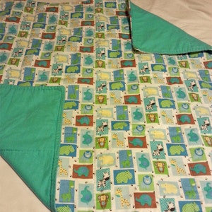 Courtepointe de quilt - turquoise bébé couette - bleu - bébé garçon - cadeau de bébé - bébé fille - bébé couverture - one-of-a-kind de couette coton - courtepointe fait à la main-