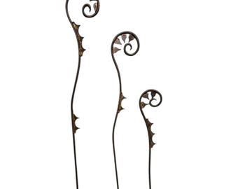 Fiddle Fern Stakes Crafted from Metal - Set/3