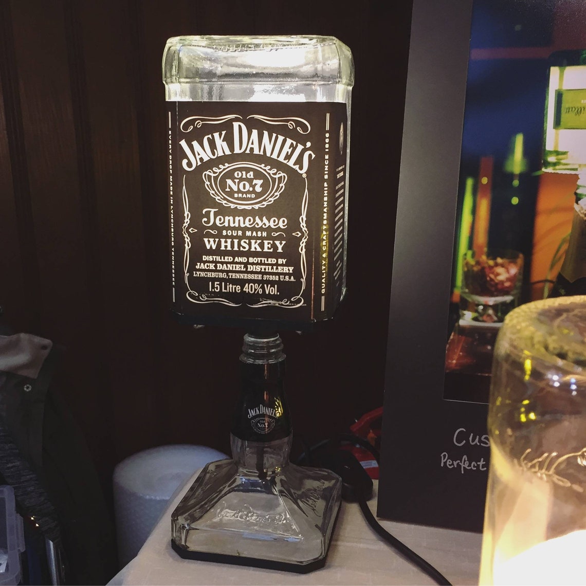 Jack Daniels Upcycled Optic Lamp LARGE Etsy UK