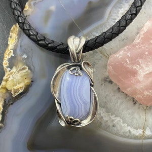 Carolyn Pollack Southwestern Style Sterling Silver Blue Lace Agate Pendant For Women