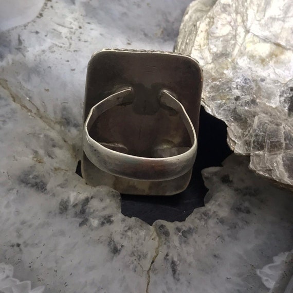 Vintage Silver Rectangle Onyx Split Shank Ring Si… - image 7
