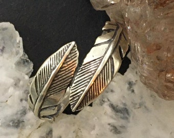 Carolyn Pollack Southwestern Style Sterling Silver Double Feather Ring For Women