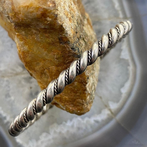 Vintage Silver Rope Twisted Stackable Bracelet Fo… - image 2