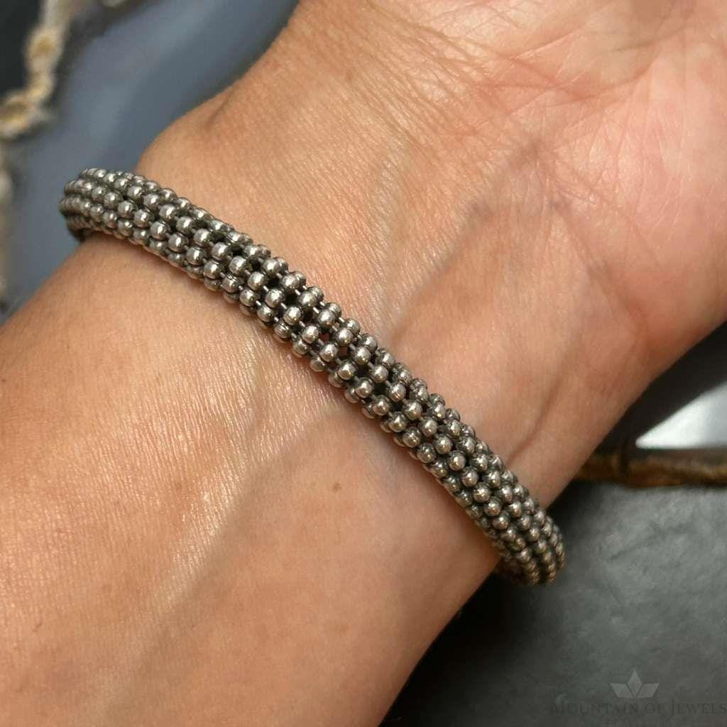 Vintage Sterling Silver Twisted Popcorn Mesh 7.5 display picture 2