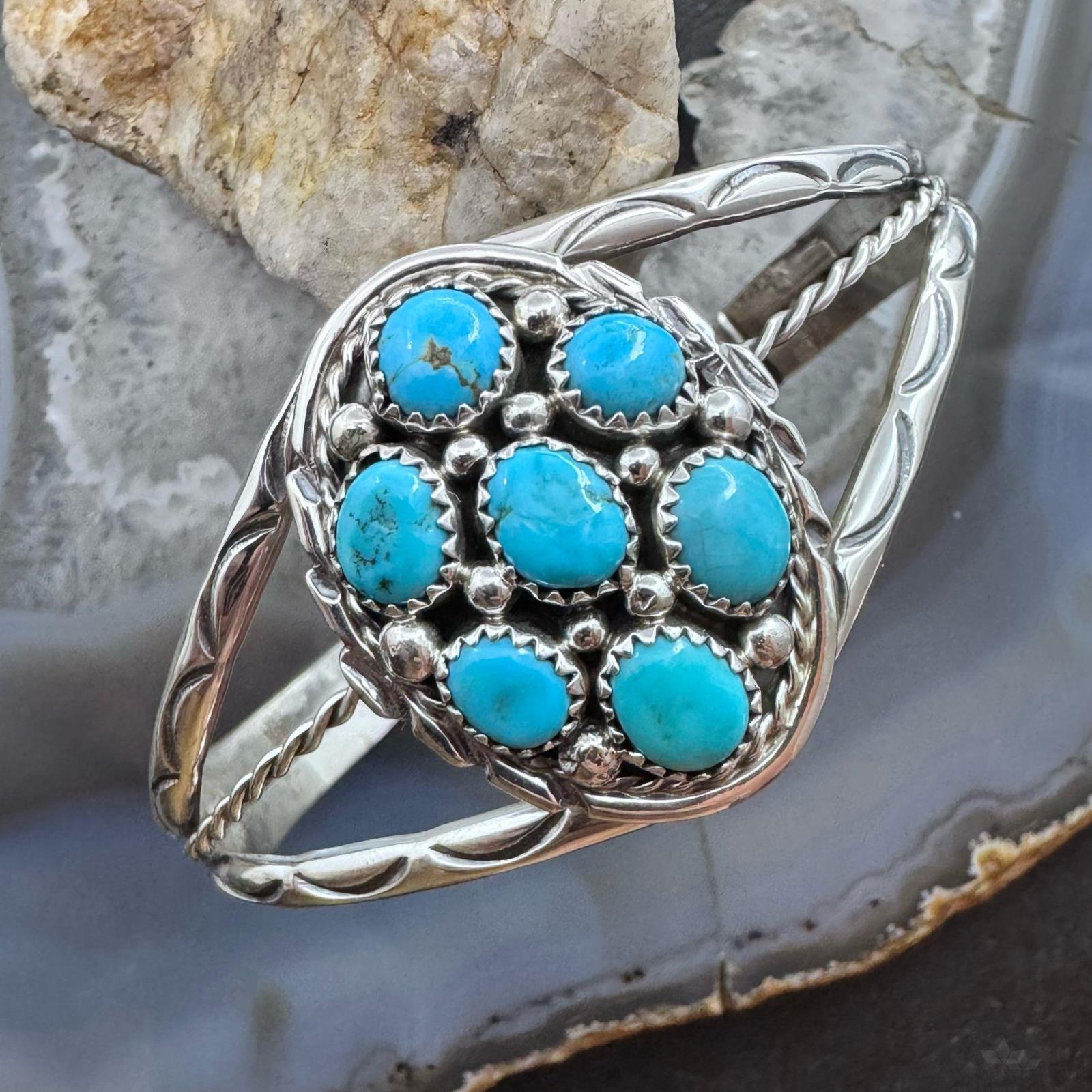 Melvin Chee Sterling Silver Kingmanturquoise Cluster Bracelet for