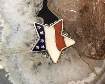 Carolyn Pollack Vintage Sterling Silver Star Shape American Flag Ring For Women