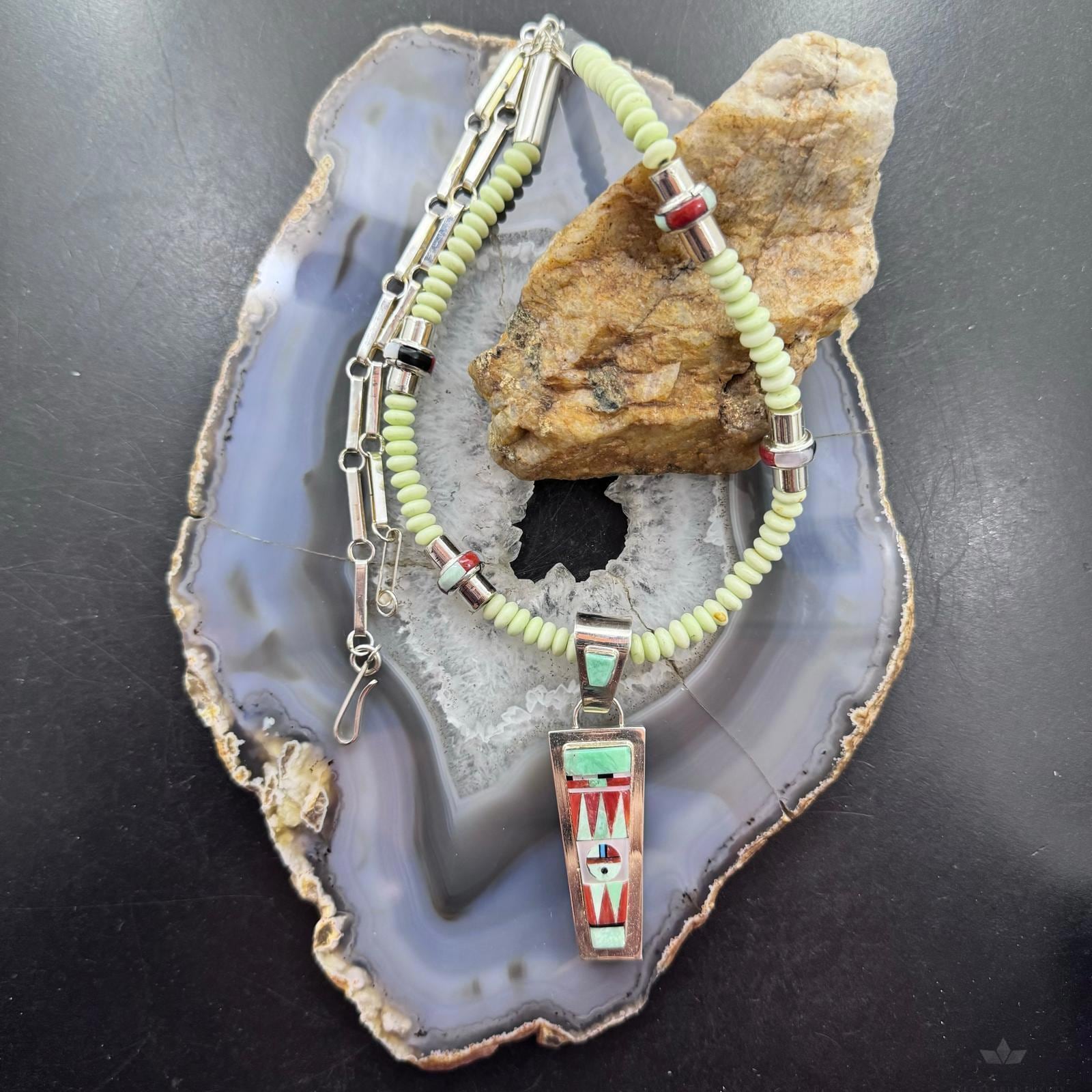 Rayland and Patty Edaakie Zuni Sterling Silver Gaspeite & Multi