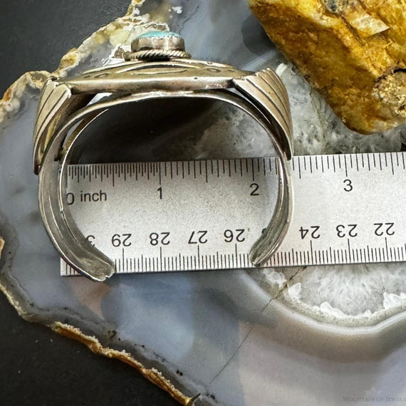 Silver Heavy and Solid Turquoise Overlay Unisex B… - image 9