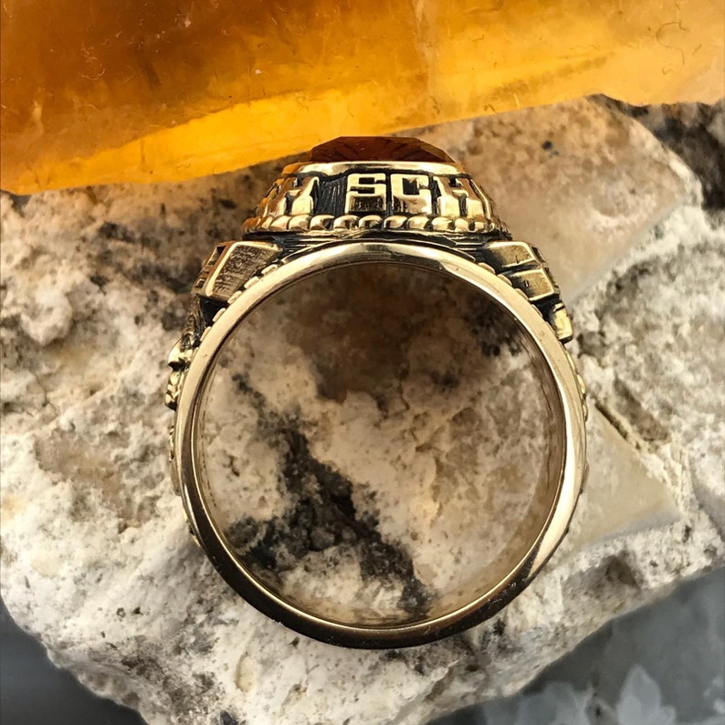 Class Ring Size 9.25 For Men 1980 Custer High School Collectable Ring 10K Yellow Gold Josten Milwaukee