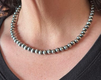アクセサリー Navajo Silver Beads Necklace アクセサリー Navajo Silver Beads Necklace 6MM Sterling Silver