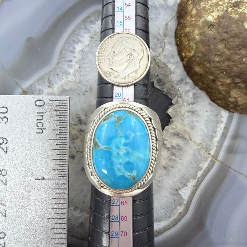 Sterling Oval Kingman Turquoise Shield Ring Size 11.25 for Men, Native ...