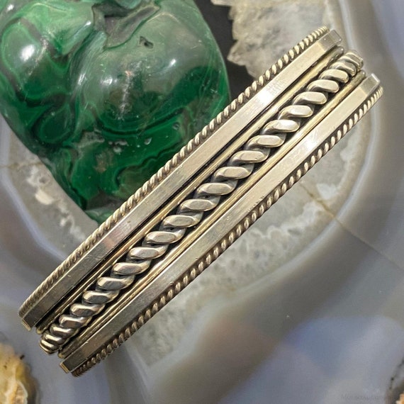 Tahe Vintage Sterling Silver Stripes & Rope Heavy… - image 3