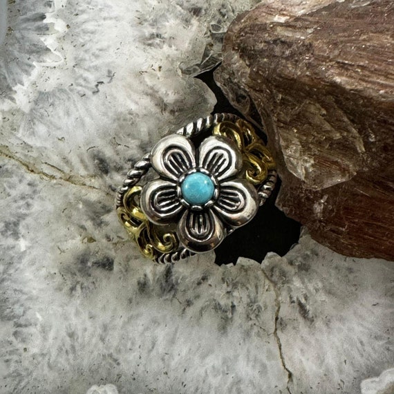 Carolyn Pollack Sterling Silver & Brass Turquoise… - image 1