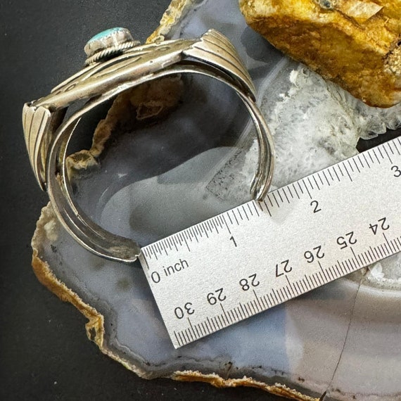 Silver Heavy and Solid Turquoise Overlay Unisex B… - image 8