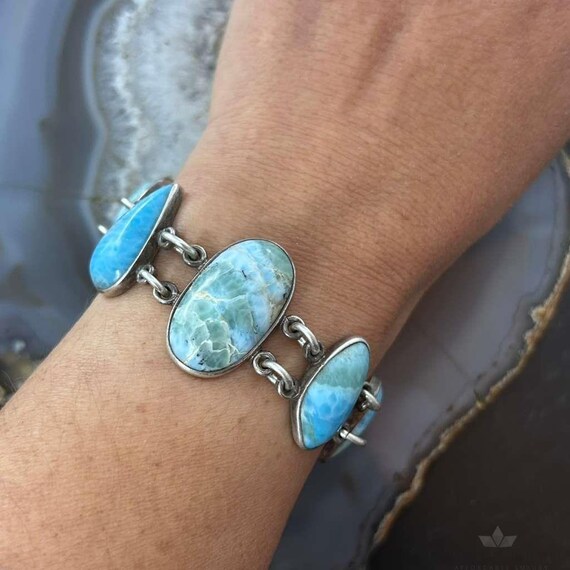 Sterling Silver Multi Shape Larimar Toggle Clasp … - image 2