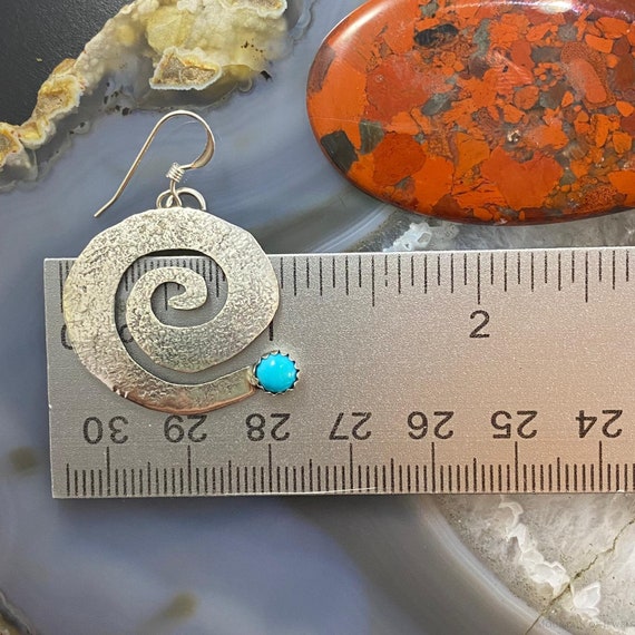 Brad Panteah Sterling Turquoise Hammered Spiral Dangl… Gem