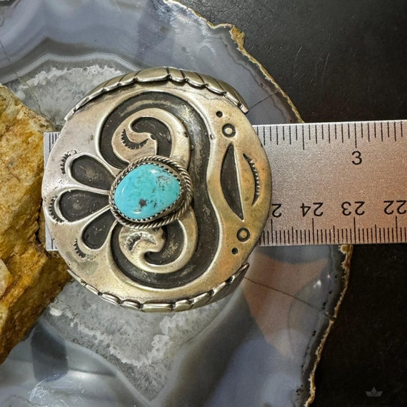 Silver Heavy and Solid Turquoise Overlay Unisex B… - image 10