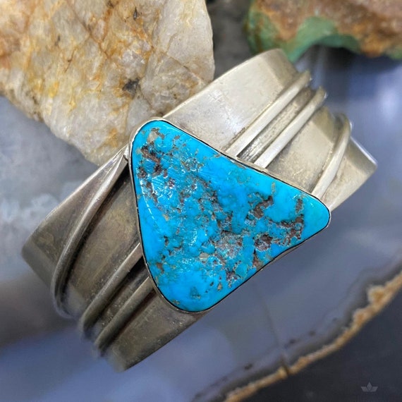 Vintage Silver Chunky Turquoise Bracelet For Wome… - image 2