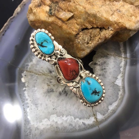 Unbelievable Vintage Native American Navajo Lapis & Coral Sterling Silver Flag Pin Unbelievable Vintage Native American Navajo Lapis & Coral Sterling Silver Flag Pin
