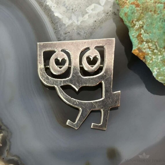 Charles Mik Stousland Sterling Silver Modernist Owl Fashion Brooch Pin
