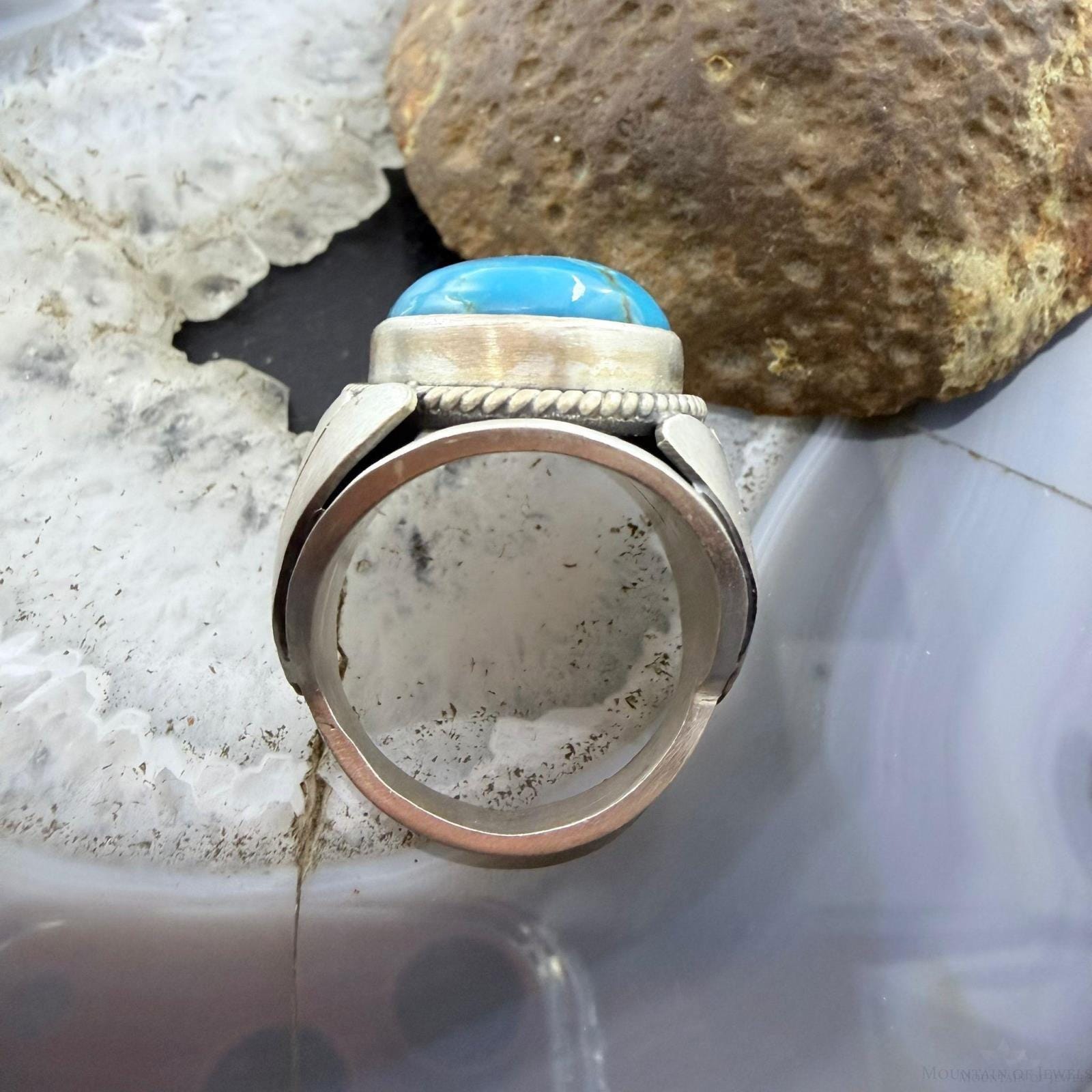 Sterling Oval Kingman Turquoise Shield Ring Size 11.25 for Men, Native ...
