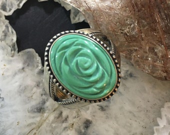 Carolyn Pollack Bague en argent sterling style sud-ouest avec fleurs turquoises sculptées pour femme