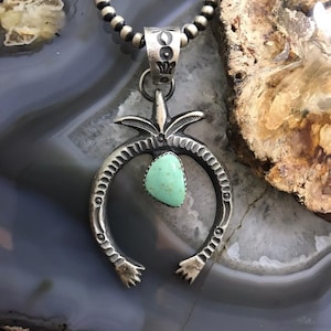 Eva & Linberg Billah Sterling Silver Turquoise Decorated Naja Unisex Pendant #5, Native American Indian Jewelry, Gift For Her, Gift For Him
