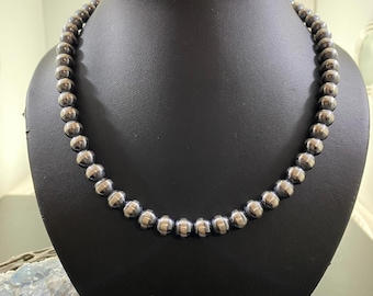 8mmナバホパールネックレス、925スターリングシルバー製本物のナバホ