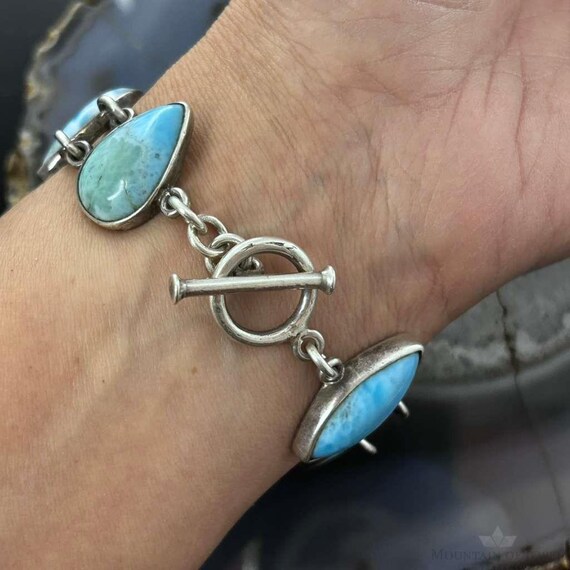 Sterling Silver Multi Shape Larimar Toggle Clasp … - image 3