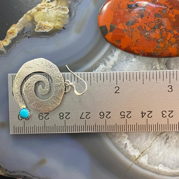 Brad Panteah Sterling Turquoise Hammered Spiral Dangl… Gem
