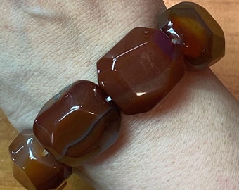 Carolyn Pollack Vintage 9 Chunky Carnelian Beads Stretch Bracelet For Women