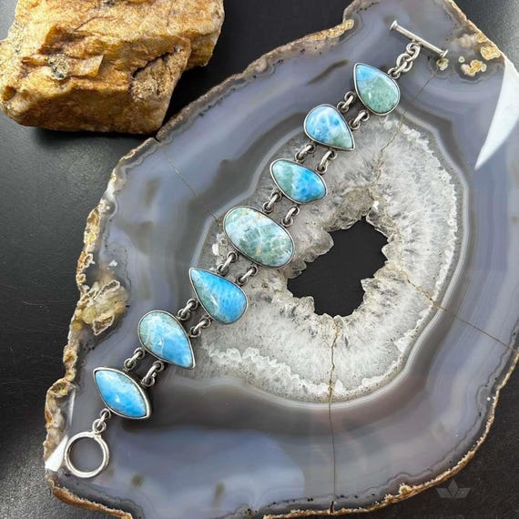 Sterling Silver Multi Shape Larimar Toggle Clasp … - image 5