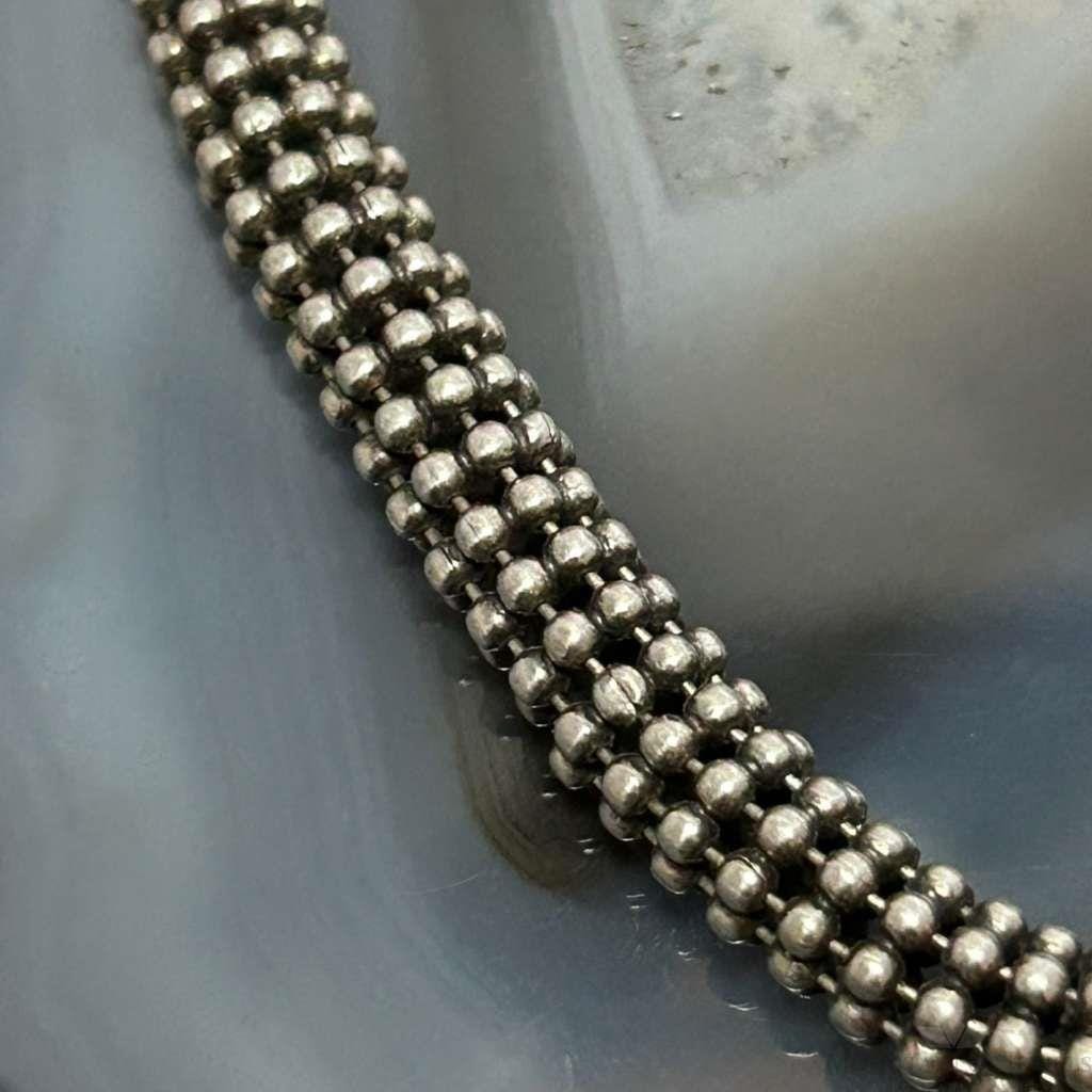 Vintage Sterling Silver Twisted Popcorn Mesh 7.5\