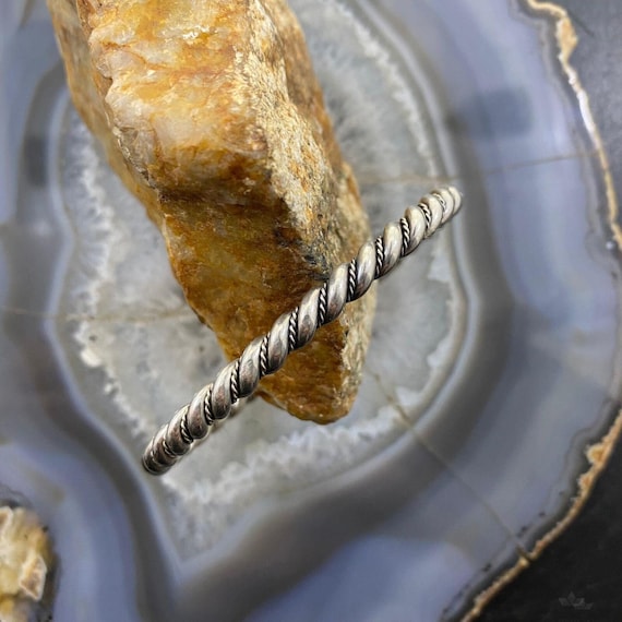 Vintage Silver Rope Twisted Stackable Bracelet Fo… - image 1