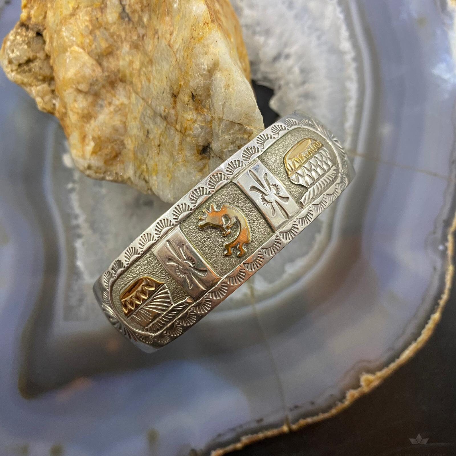 指輪・リング Indian Kokopelli Mike Smith Sterling Mike Smith Sterling Silver and Gold Filled Overlay Kokopelli